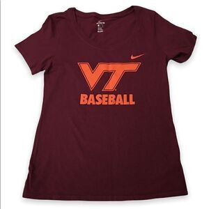 Virginia Tech Hokies Baseball Nike women’s V-neck short sleeve T-shirt small